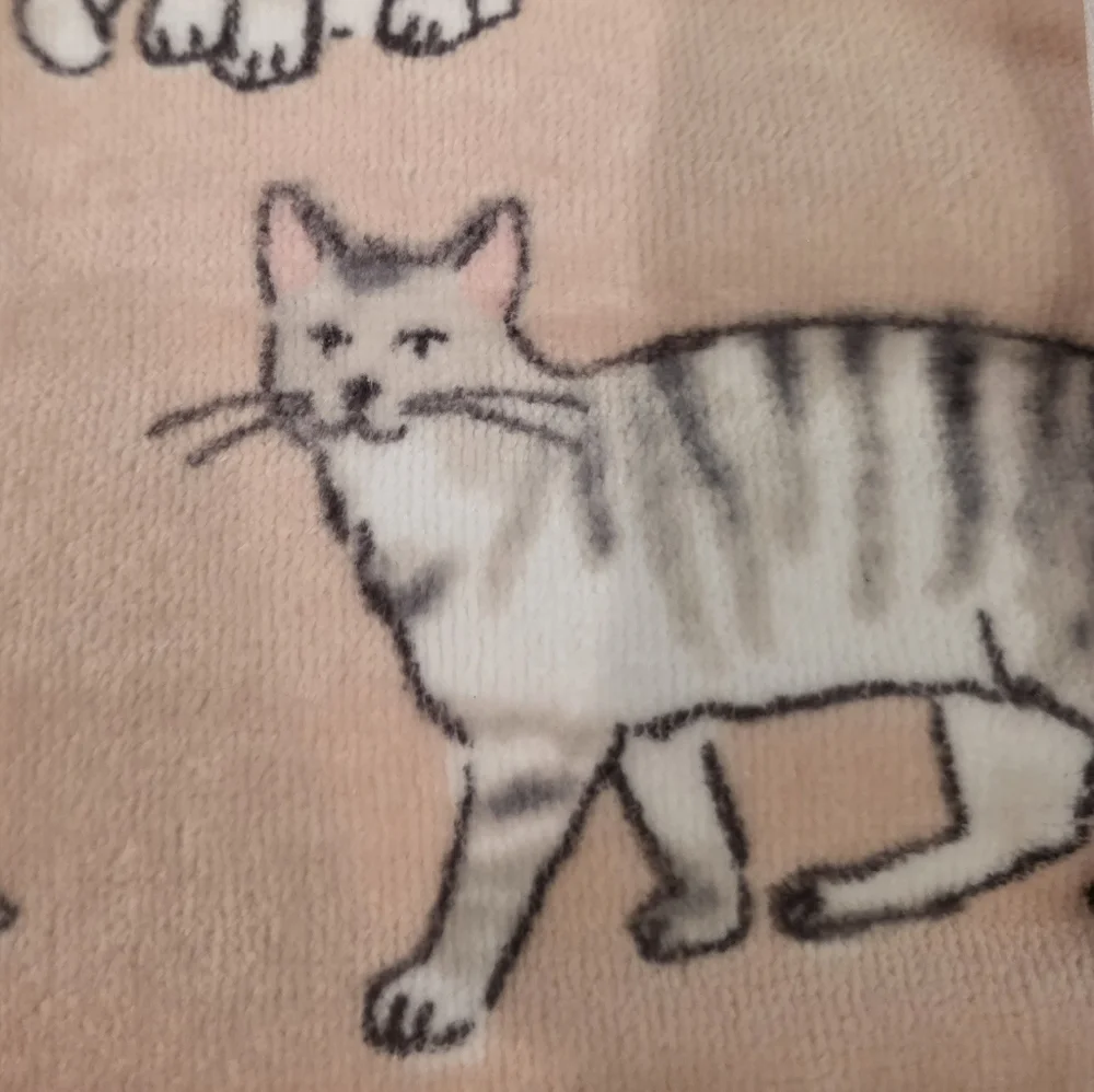 Deborah Connolly Pink Hand Towes w/ Sassy Gray Kitties- 16